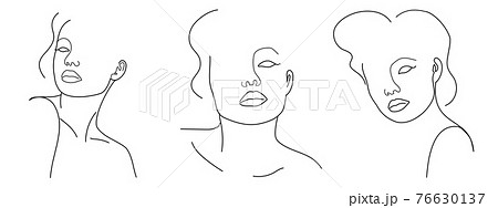 Fashion lineart portraits of young beautiful women Fashion lineart portraits of young beautiful women 76630137