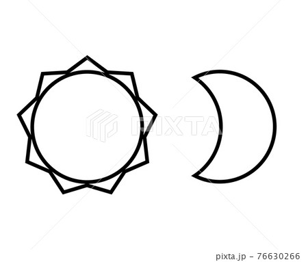 太陽と月のアイコンセットのイラスト素材