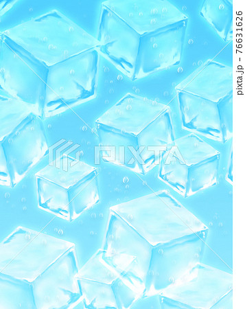 泡がいっぱいの氷入りソーダ 背景イラスト素材のイラスト素材