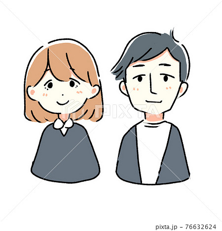 若い男女 頭身低め のイラスト素材