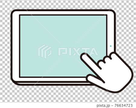 Illustration of operating a tablet terminal with a finger Illustration of operating a tablet terminal with a finger 76634723
