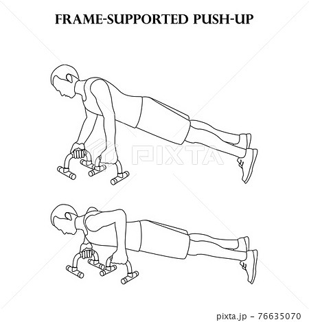 Frame-supported push-up exercise strength workout vector illustration outline 76635070