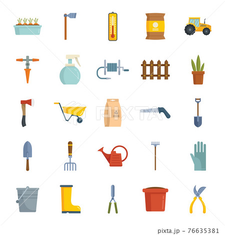 Vector Gardeninig instruments flat icons collection isolated on white 76635381