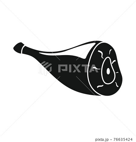 Vector ham black simple icon isolated on white Vector ham black simple icon isolated on white 76635424