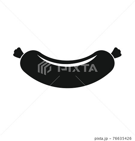 Vector sausage black simple icon isolated on white Vector sausage black simple icon isolated on white 76635426