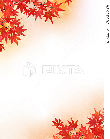和紙風 水彩画風加工 モミジの背景 フレーム素材 縦向き のイラスト素材