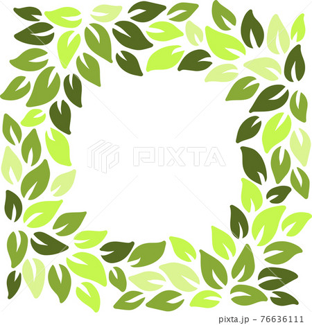 Eco style green leaves square frame. Eco friendle pattern with copyspace. Vector illustration. Eco style green leaves square frame. Eco friendle pattern with copyspace. Vector illustration. 76636111