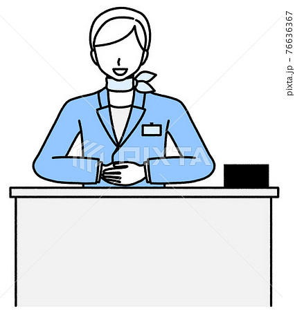 受付で挨拶をしている女性 76636367