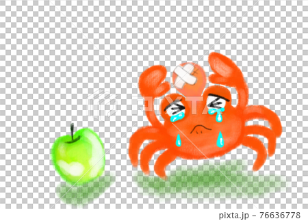 一隻被不可食用的蘋果擊中而被欺負的螃蟹。 76636778