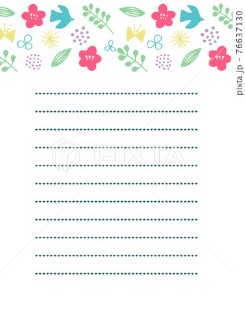 春色お花と鳥のシンプルモチーフお手紙 76637130