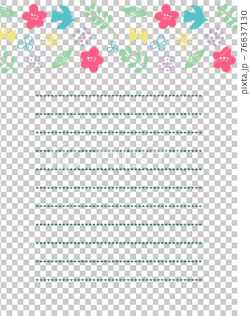 春色お花と鳥のシンプルモチーフお手紙 76637130