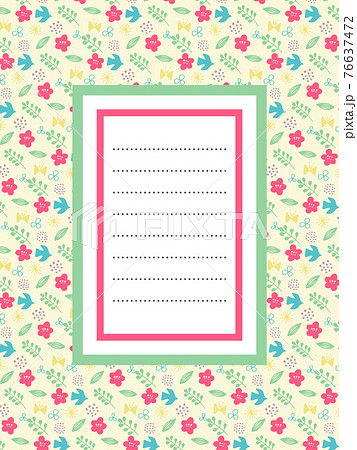 春色お花と鳥のシンプルモチーフパターンお手紙のイラスト素材 春色お花と鳥のシンプルモチーフパターンお手紙のイラスト素材