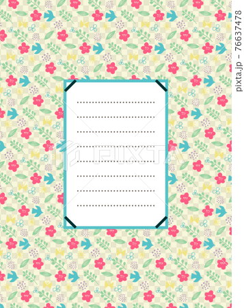 Spring color flower and bird simple motif pattern letter 76637478