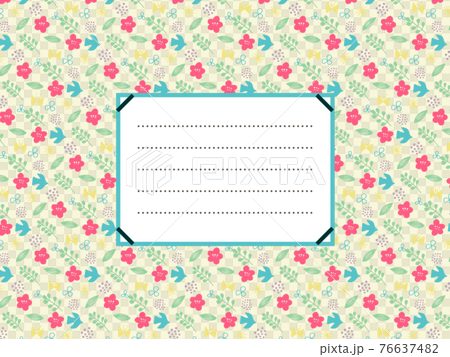 Spring color flower and bird simple motif pattern letter 76637482