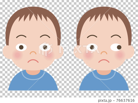 斜視の男の子のイラスト 76637616
