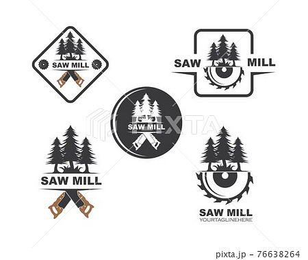 saw and pines tree  logo icon vector illustration 76638264