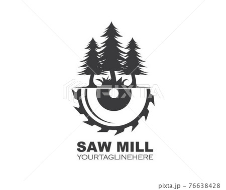 saw and pines tree vector logo icon of saw mill wooden saw and pines tree vector logo icon of saw mill wooden 76638428