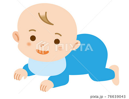ハイハイをする男の子の赤ちゃんのシンプルなイラスト 白背景のイラスト素材