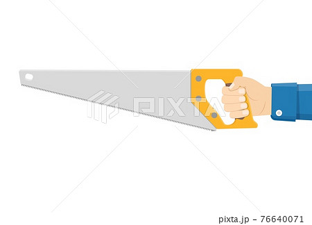 Man holding saw. Carpenter with saw in his hand. Man holding saw. Carpenter with saw in his hand. 76640071