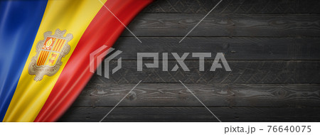 Andorran flag on black wood wall banner Andorran flag on black wood wall banner 76640075