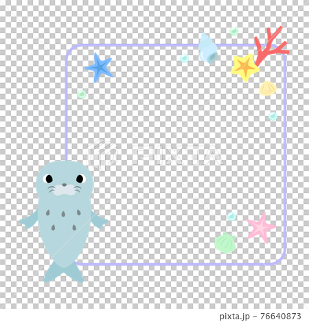 Seal icon frame + with sea decoration 76640873