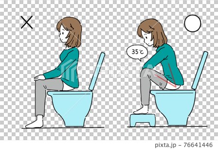 Illustration of posture suitable for defecation Illustration of posture suitable for defecation 76641446