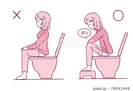 排便に適した姿勢のイラスト 排便に適した姿勢のイラスト 76641448