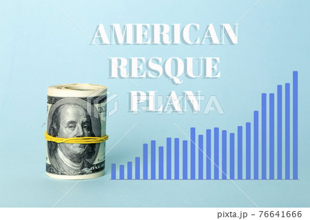 USA dollars background. American rescue plan, USA relief program, stimulus check and Act of 2021 concept. Money, business, profit and livelihood idea 76641666