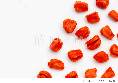 Ripe red Jackfruit isolated on white background. Ripe red Jackfruit isolated on white background. 76641870