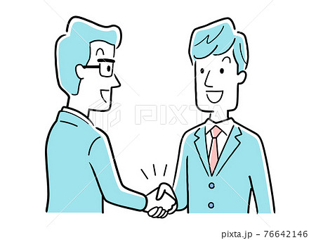 ベクターイラスト素材 握手をする2人の男性 ビジネスシーンのイラスト素材
