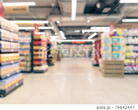 blurred supermarket aisle blurred supermarket aisle 76642447