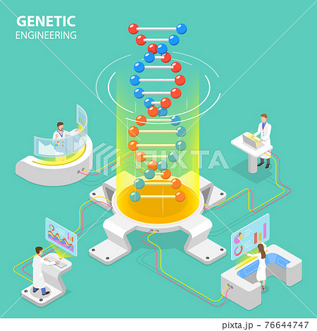 Isometric flat vector concept of genetic engineering. Isometric flat vector concept of genetic engineering. 76644747