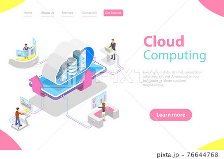Isometric flat vector landing page template of cloud computing technology. 76644768