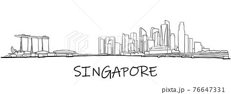 Singapore skyline freehand drawing sketch on white background. Singapore skyline freehand drawing sketch on white background. 76647331