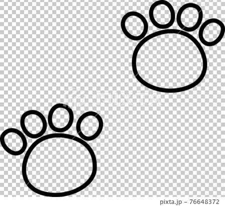 Footprint dog black edge black and white painting two steps 76648372