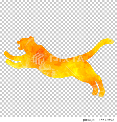 Alcohol ink art style tiger silhouette material tiger New Year's card 76648698