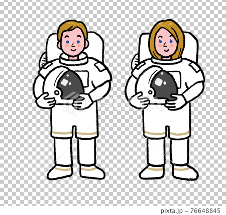 白人宇航員男性和女性的插圖 76648845