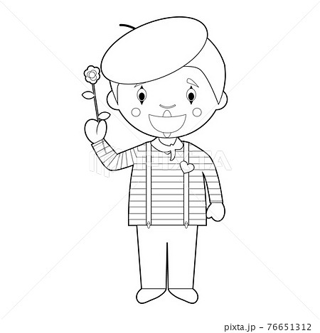 Easy coloring cartoon vector illustration of a mime. Easy coloring cartoon vector illustration of a mime. 76651312