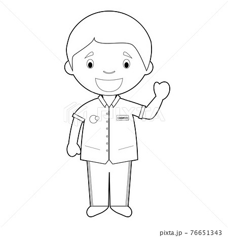 Easy coloring cartoon vector illustration of a clerk or cashier. Easy coloring cartoon vector illustration of a clerk or cashier. 76651343
