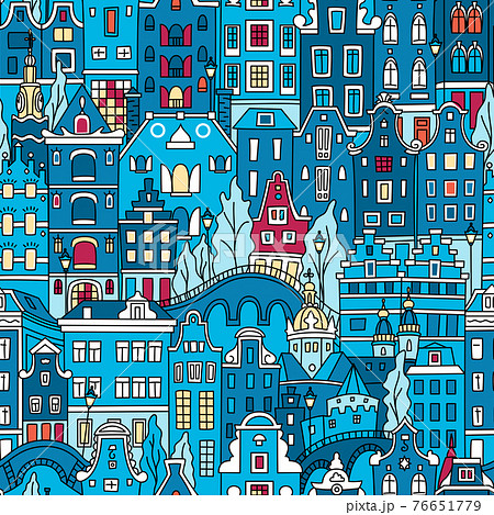 Seamless pattern, Amsterdam typical dutch houses 76651779