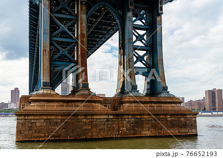 Detail of Pillar of Manhattan Bridge in New York City. Steel Abutment With Bolt and Rivet Connections Detail of Pillar of Manhattan Bridge in New York City. Steel Abutment With Bolt and Rivet Connections 76652193
