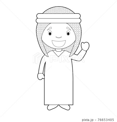 Easy coloring cartoon character from Jordan dressed in the traditional way Vector Illustration. 76653405