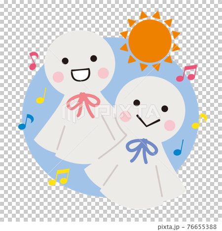 てるてるぼうずと太陽の梅雨の季節のイラスト 76655388