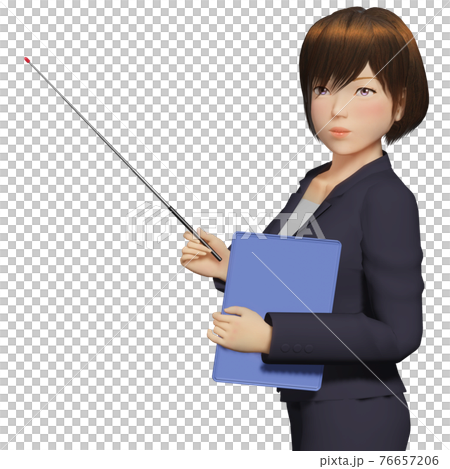 Female business woman with a pointer rod Female business woman with a pointer rod 76657206