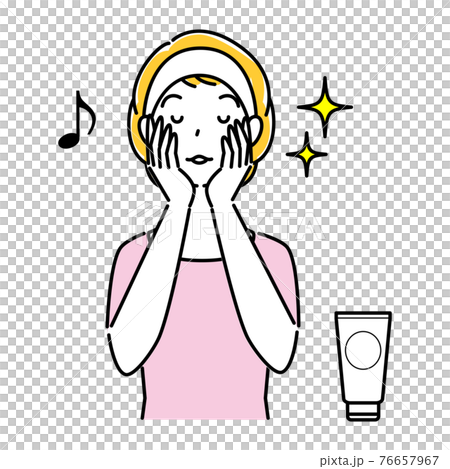 一個皮膚粗糙的女人做皮膚護理的插圖簡單矢量 76657967