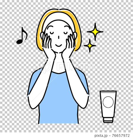 一個皮膚粗糙的女人做皮膚護理的插圖簡單矢量 76657972