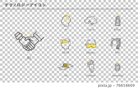 テクノロジーのシンプルなアイコンセット、ベクター素材 76658609