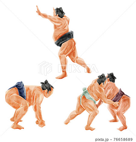 力士の手描き水彩風イラストのイラスト素材