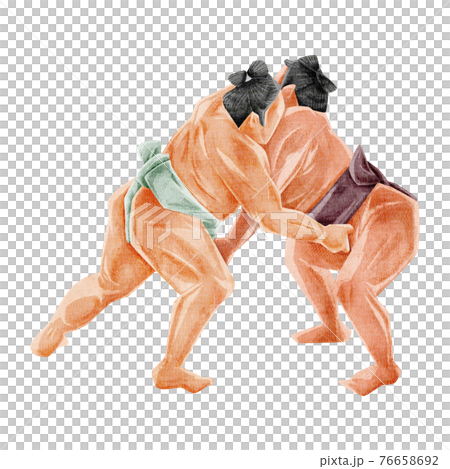 Tachi-ai wrestler hand-painted watercolor style illustration Tachi-ai wrestler hand-painted watercolor style illustration 76658692