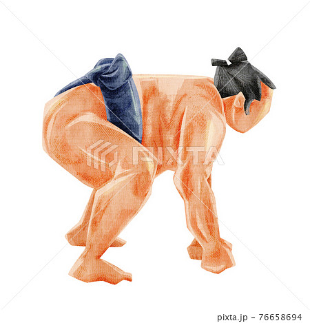 立ち合いの力士手描き水彩風イラスト 76658694